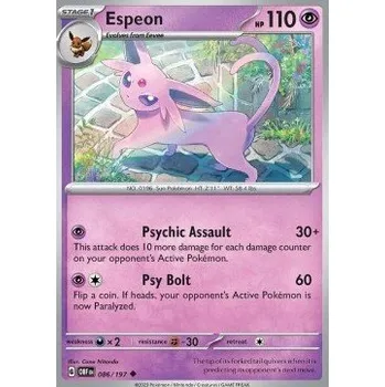 Sběratelská karetní hra Pokémon OBF 086/197 Espeon - Obsidian Flames Stav: Near Mint, Verze: NORMAL