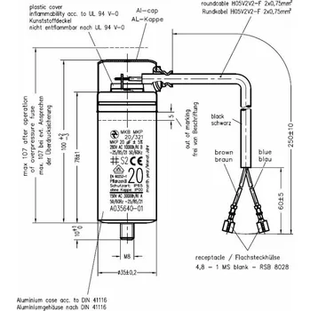 Kondenzátor Hydra MKB MKP 20/321/1868 kondenzátor motorový 20uF