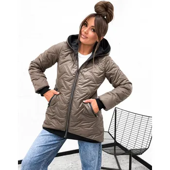 Delší prošívaná bunda STAY hnědá Velikost: S