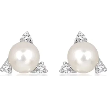 Náušnice Namare S Pearl and White Topaz - stříbrné náušnice s perlou a bílým topazem