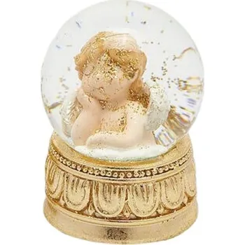 Vánoční dekorace EDG sněžítko anděl 6,5x4,5 cm zlatá
