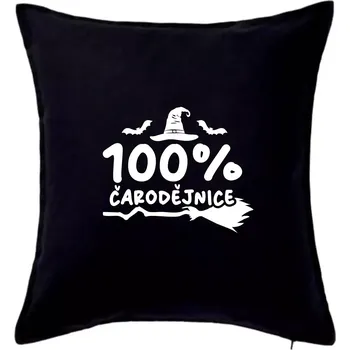 Polštář 100% čarodějnice - Polštář 50x50 - 50x50 - Pouze potah ( Černá )