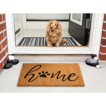 Rohožka Rohožka z přírodního kokosového vlákna s gumovým spodkem 60 x 90 cm protiskluzová dekorační rohožka před vchodové dveře Beliani