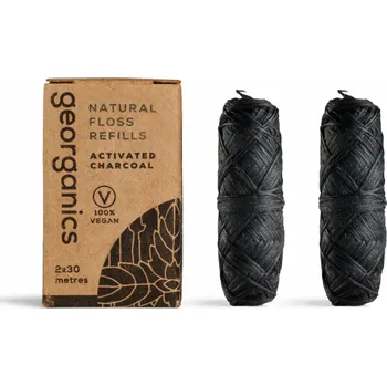 Zubní nit Georganics Náhradní dentální nit s přírodním uhlíkem 30mx2