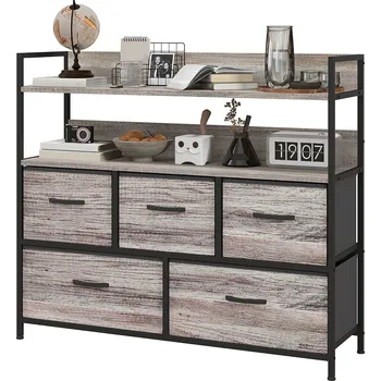 Komoda Komoda s 5 látkovými zásuvkami | šedá