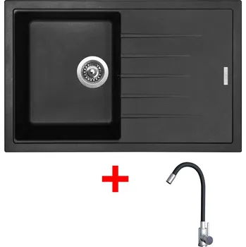 Granitový dřez Granitový dřez Sinks BEST 780 Pureblack + Elasta nerez/černá G22026