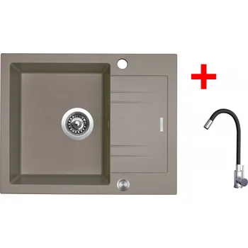 Granitový dřez Granitový dřez Sinks LINEA 600 XC Truffle + Elasta nerez/černá G20354XC