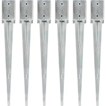 Příslušenství pro plot vidaXL Kotvící hroty 6 ks stříbrné 9 x 9 x 75 cm pozinkovaná ocel