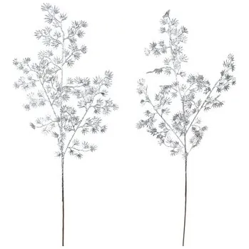 Vánoční dekorace Větev třpytivá stříbrná 75 cm, set 2 ks