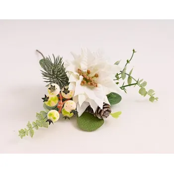 Vánoční dekorace Zápich vánoční hvězda s bobulemi a eukalyptem 25 cm, bílá