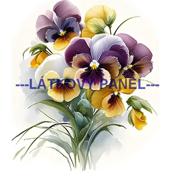 Látkový panel - Macešky - KYT-221 Velikost: 20x20cm, Materiál: Kočárkovina