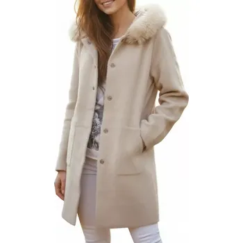 Dívčí bunda Dámská zimní kabát Kamaella světle krémová