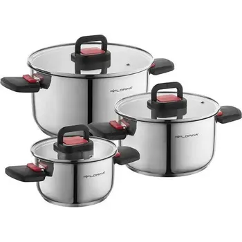 Sada nádobí Sada 3 nerezových hrnců s poklicemi FLORINA SPACE