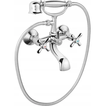 Vodovodní baterie Dvoukohoutková nástěnná vanová a sprchová baterie Ferro Retro New stříbrná