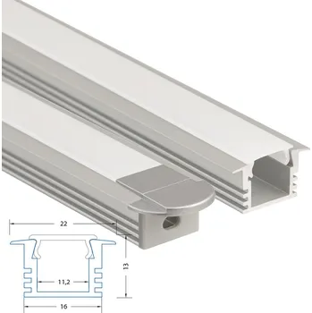 LED páska MCLED Profil AL 22x13mm, VL vestavný, mléčný difuzor, komplet, 2m ML-761.032.02.2
