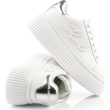 Dámská móda TENISKY KARL LAGERFELD KREEPER LO SIGNIA EMBRO PATCH WHITE LTHR W/SILVER