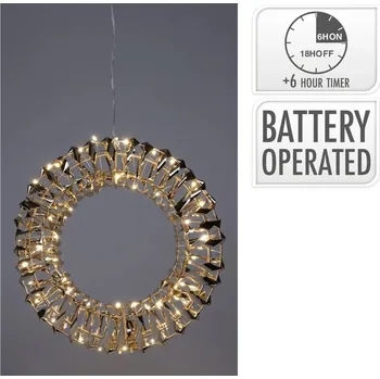 Vánoční dekorace Vánoční věnec 50 LED světel, zlatá lesklá barva 30 cm