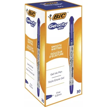 30 ks x gelová propiska BIC Gel-ocity Stic: 15x modré a 15x černé