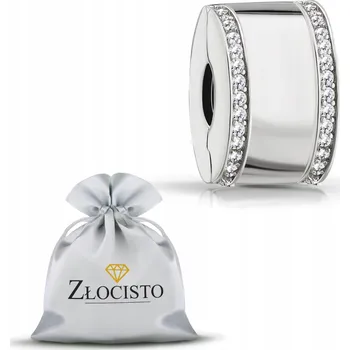 Přívěsek STŘÍBRNÝ CHARMS KORÁLEK ZÁMKA STŘÍBRO 925 CLIP KLIPS STOPPER SE ZIRKONY