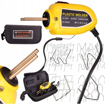 Svářečka MINI HORKOVZDUŠNÁ PISTOLE NA PLASTY 100W 230V + SVORKY - SADA