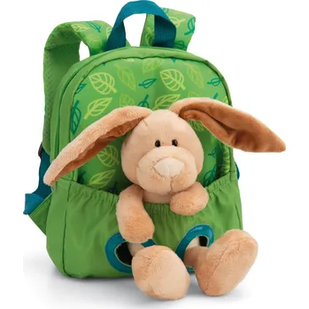 Hračka NICI Batůžek 21x26cm s plyšákem Zajíček 25cm, zelený