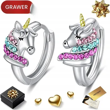 Náušnice STŘÍBRNÉ NÁUŠNICE PRO DÍVKU 925 JEDNOROŽCI ZAPÍNÁNÍ DĚTSKÉ DCERY