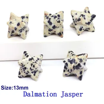 Křišťálová merkaba hvězda 13mm | dekorace | minerální kámen - Dalmatinský jaspis , 1 KS