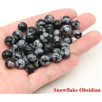 Náramek Přírodní kamenné korálky na náramky | šperky - Sněhová vločka Obsidian , 4 mm (85 až 90 ks)