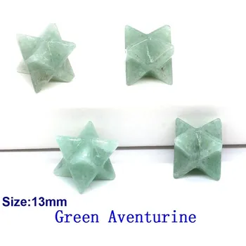 Křišťálová merkaba hvězda 13mm | dekorace | minerální kámen - Zelený avanturín , 20 KS