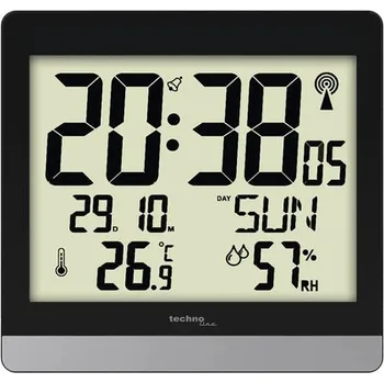 Hodiny Digitální hodiny Technoline řízené rádiem černé 18,9 x 20 cm