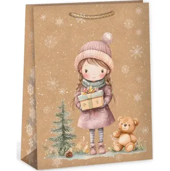 Dárková taška Vánoční dárková taška NATUR - 18,3 x 24,3 cm - 0844-0089