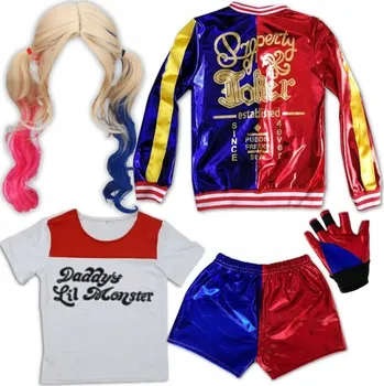 Karnevalový kostým KOSTÝM PŘEVLEK HARLEY QUEEN HARLA STYL GOTAM KARNEVAL HALLOWEEN 134 140