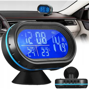 Meteostanice 4v1 LCD Automobilový teploměr, meteostanice 12V - voltmetr