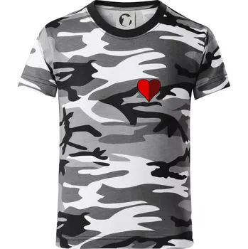 Chlapecké tričko Prší - Červený - Dětské maskáčové triko - 134 cm/8 let ( Šedý maskáč )