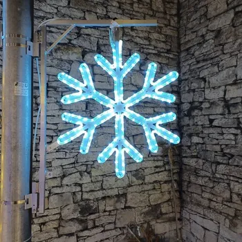 Vánoční stromek DECOLED LED světelná vločka VII, na sloupy VO 3D tisk, pr. 66 cm, FLASH, ledově bílá, IP67