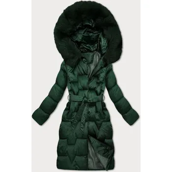 Tmavě zelená dámská zimní bunda s páskem S'West (B8305-10) odstíny zelené XL (42)