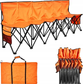 Zahradní lavice Skládací lavice oranžová s opěradlem pro 6 osob, tkanina Oxford 600D