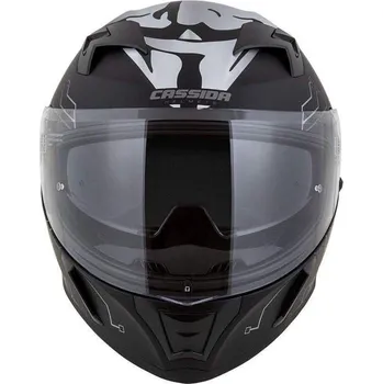 Helma na motorku Cassida Integral 3.0 Hack Vision černá matná šedá stříbrná reflexní integrální helma XXL