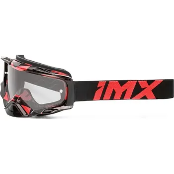 Motocyklové brýle IMX DUST GRAPHIC RED GLOSS/BLACK brýle - sklo DARK SMOKE + CLEAR (2 SZYBY W ZESTAWIE)