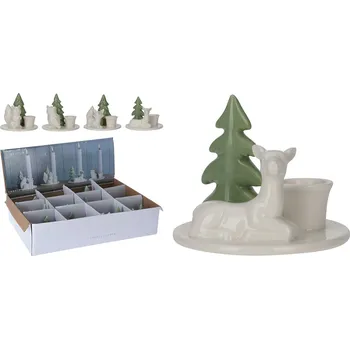 Svícen Svícen porcelánový - stromek s figurkou zvířátka 8 cm (4 varianty)