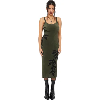 Dámské šaty šaty dámské KILLSTAR - Grim Ferns - Khaki/Black - XXL