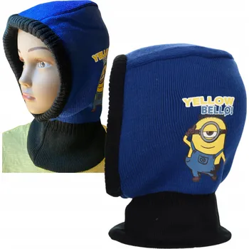 Čepice ČEPICE NÁKRČNÍK KUKLA PRO DÍTĚ 5-8 LET Mimoni, TMAVĚ MODRÁ