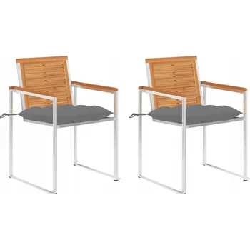 Zahradní židle s polstry, 2 ks, akátové dřevo