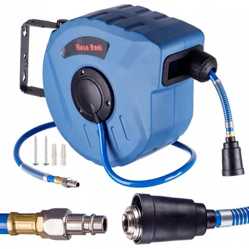 Držák na zahradní hadici AUTOMATICKÝ NAVIJÁK S HADICÍ NA VZDUCH 10M, RYCHLOSPOJKY