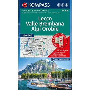KOMPASS Wanderkarte 105 Lecco, Valle Brembana, Alpi Orobie 1:50.000 [DE] (2025, Kompass Karten GmbH)