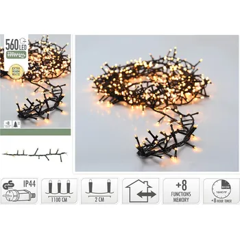 Vánoční dekorace Světelný řetěz mikro cluster 560 LED bílá extra teplá, 11 m, vněj. použití, 230V