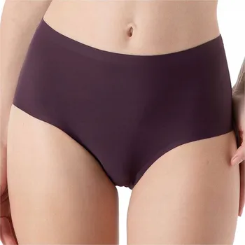 Kalhotky Dámské bezešvé Kalhotky s vysokým pasem JULIMEX Jednoduché maxi tmavě švestkové S