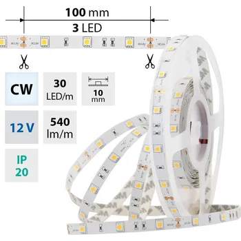 LED páska MCLED Pásek LED SMD5050 CW, 30LED/m, 7,2W/m, 540lm/m, IP20, DC 12V, 10mm, 5m ML-121.578.60.0