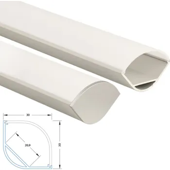McLED ML-761.044.02.2 Rohový hliníkový profil RL, 30x30 mm, mléčný difuzor, komplet, 2 m