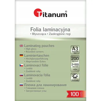 Laminovací fólie Lesklá Fólie pro LAMINACI Dokumentů Titanum A3 průhledný Mega